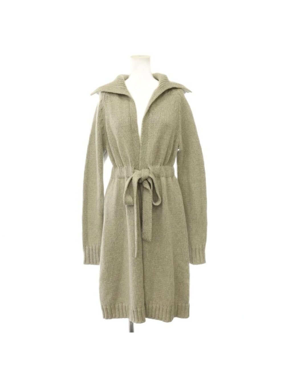 Celine Cashmere Silk Belted Cardigan Knit Long Sleeve M Light Gray HS